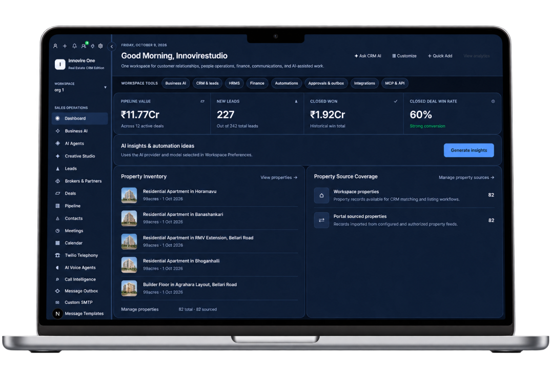 Innovire One: AI-Powered Real Estate CRM & Business Management Platform